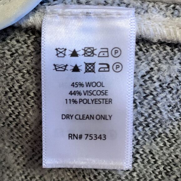 Adrienne Vittadini Cream and Gray Open Front Coat Sweater-Oversized - Size Large - Picture 8 of 9